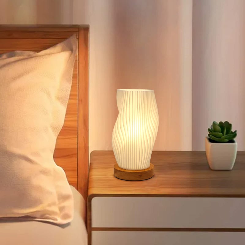 Zenply Novelty Small Table Lamp for Bedroom,Vintage Style Striped Small Night Light Lamp, Mini Bedside Lamp for Living Room Nightstand Small Space Kids Room Living Room Office Dorm (SM), Warm-SM - Image 3