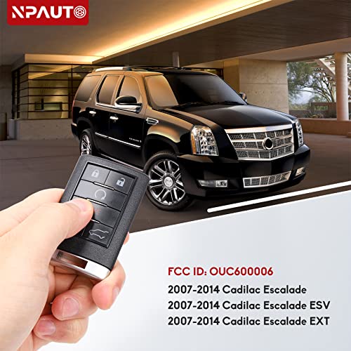 NPAUTO نظام مفتاح التحكم عن بُعد NPAUTO متوافق مع كاديلاك إسكاليد ESV EXT 2007 2008 2009 2010 2012 2013 2014 - مفتاح دخول بدون مفتاح للتحكم عن بُعد واستبدال مفتاح السيارة (OUC6000066، 6 أزرار، 1 قطعة) - Image 3