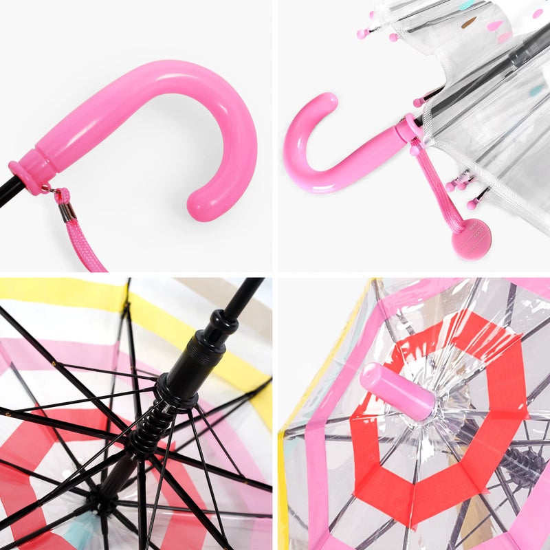 RONIARE Kids Umbrella Clear Bubble Umbrellas for Rain,Safety Dome Windproof Umbrella for Kid Girls and Boys(Rainbow Pink) - Image 4