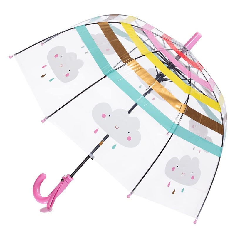 RONIARE Kids Umbrella Clear Bubble Umbrellas for Rain,Safety Dome Windproof Umbrella for Kid Girls and Boys(Rainbow Pink) - Image 1