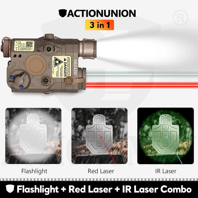 ACTIONUNION ليزر IR PEQ-15 من Airsoft + ليزر أحمر مرئي + مصباح LED أبيض - Image 3