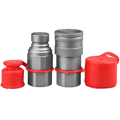OKBA Skid Steer Bobcat Kubota Flat Face Hydraulic Quick Connect Couplers with 1/2" ISO 16028 Body + 1/2" SAE (3/4"-16 ORB) Thread - Image 1