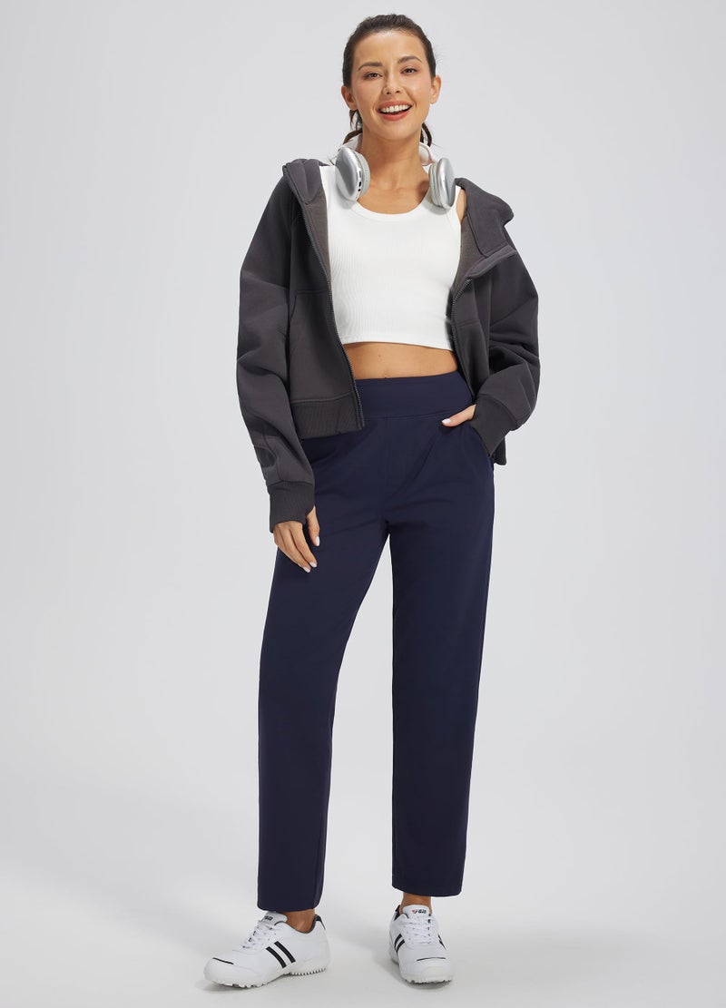 Libin Womens Casual Travel Pants Stretchy Golf Ankle Pants 7/8 Dress Pant Slacks Athletic Workout Sweatpants with 4 Pockets Navy Blue L - Image 3