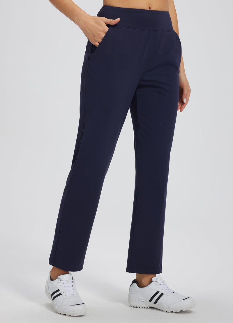 Libin Womens Casual Travel Pants Stretchy Golf Ankle Pants 7/8 Dress Pant Slacks Athletic Workout Sweatpants with 4 Pockets Navy Blue L - Image 2