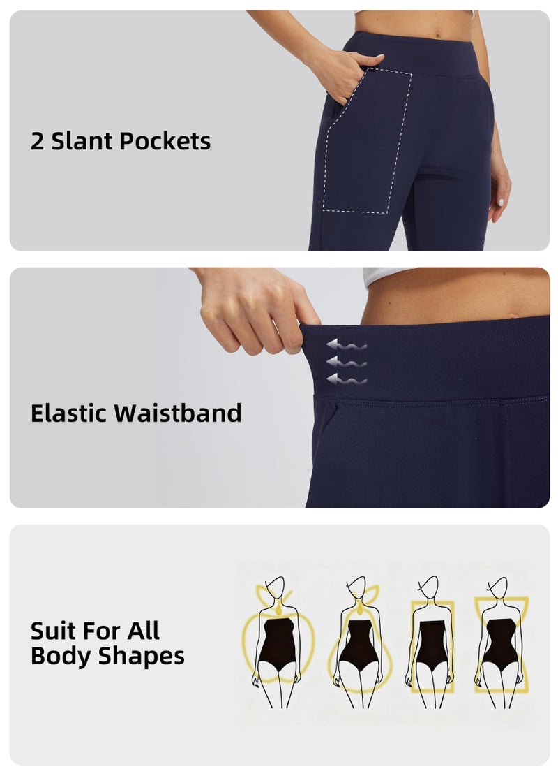 Libin Womens Casual Travel Pants Stretchy Golf Ankle Pants 7/8 Dress Pant Slacks Athletic Workout Sweatpants with 4 Pockets Navy Blue L - Image 5