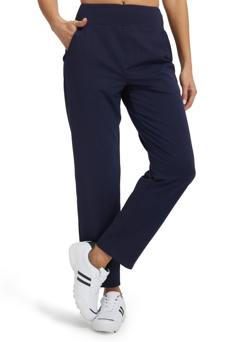 Libin Womens Casual Travel Pants Stretchy Golf Ankle Pants 7/8 Dress Pant Slacks Athletic Workout Sweatpants with 4 Pockets Navy Blue L - Image 1
