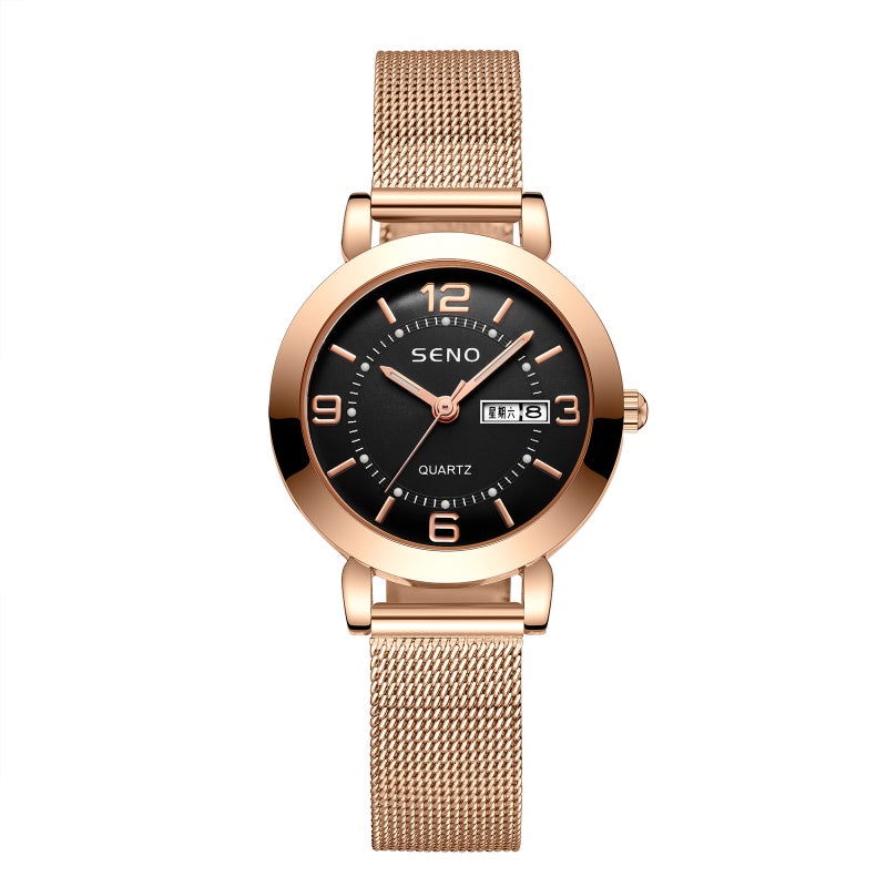 Hot-Selling Women's Quartz Watch with Luminous Display, Waterproof and Dual Calendar