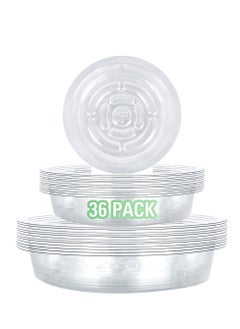 Excefore أطباق نباتية شفافة واضحة، 15 سم 20 سم 24 سم trays بلاستيك PVC لأواني الزهور، ممتازة للنباتات الداخلية والخارجية 36 قطعة  - Image 1
