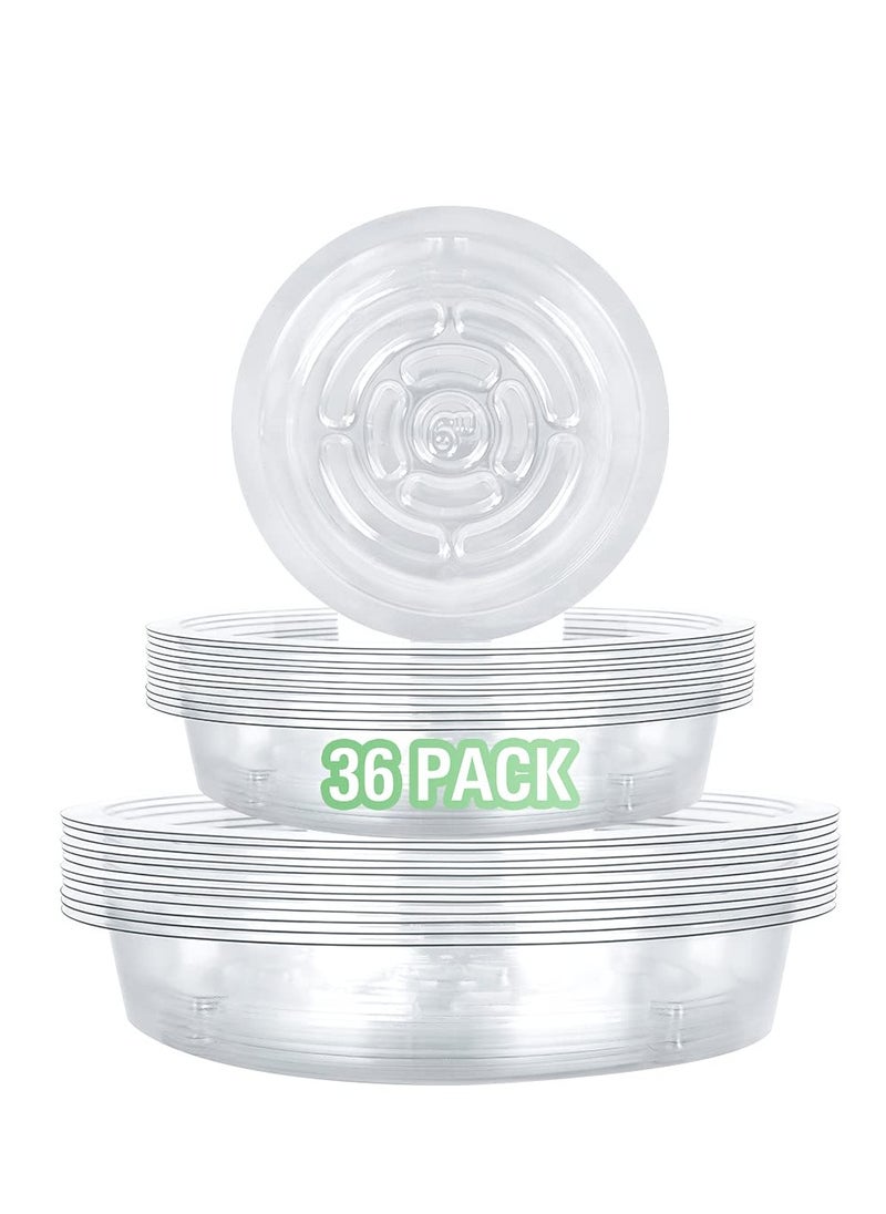 Excefore Transparent Clear Plant Saucers,15cm 20cm 24cm PVC Plastic Flower Pot Drip Trays Garden Saucers Plant Pot ,Excellent for Indoor & Outdoor Plants 36Pcs  - Image 1