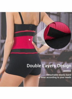 SYOSI Waist Trainer Belt for Women, Sport Girdle Belt, Slimming Sauna Waist Trimmer Belly Band Sweat Sports Girdle Belt, Exercise Belt with Adjustable Straps, Slimming Body Shaper Belt (Red, L)  - Image 4
