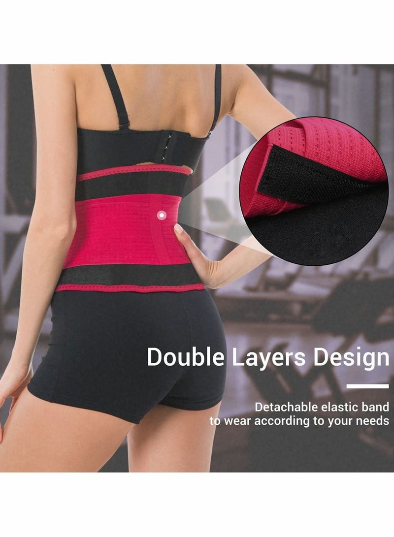 SYOSI Waist Trainer Belt for Women, Sport Girdle Belt, Slimming Sauna Waist Trimmer Belly Band Sweat Sports Girdle Belt, Exercise Belt with Adjustable Straps, Slimming Body Shaper Belt (Red, L) - Image 4