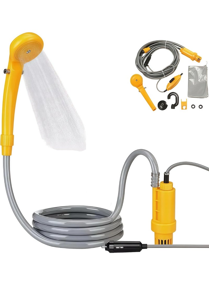 دينكس مجموعة دش كهربائية محمولة 12 فولت للسيارة والحيوانات الأليفة والكلاب والتخييم والسفر وغسيل السيارة ومضخة دش المشي لمسافات طويلة بقدرة 60 واط بضغط عالي من دينكس، DX3612 - Image 2