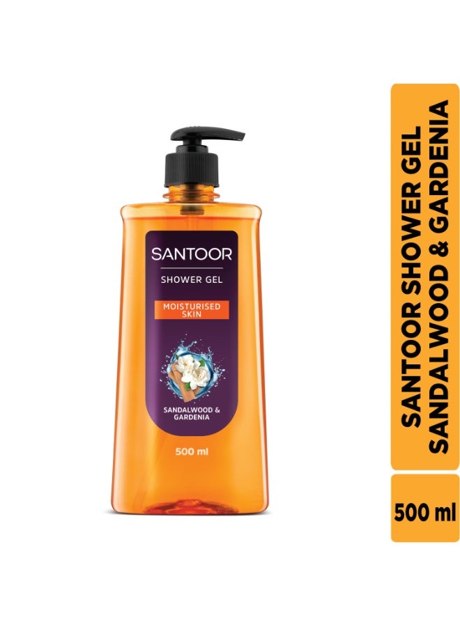 Santoor Moisturizing Shower Gel With Natural Sandalwood & Gardenia Extracts| For Men & Women| Moisturizing Body Wash With Glycerin | Suitable For All Skin Types| No Parabens| No Silicones| 500ml - Image 3