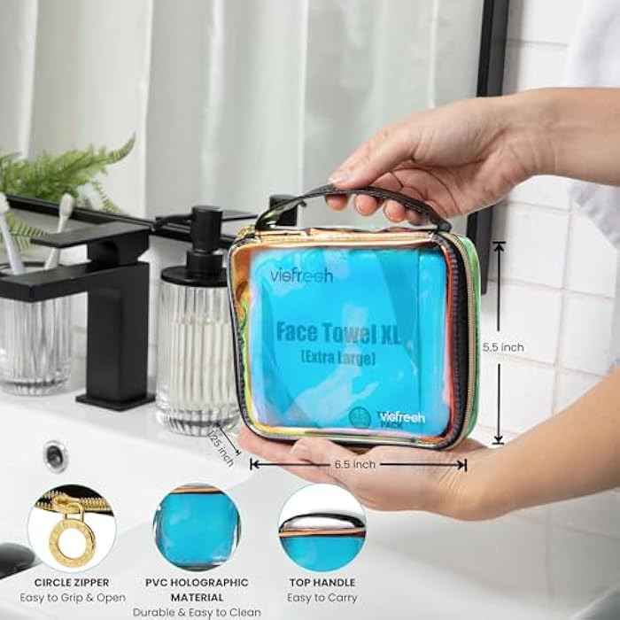Visfresh Disposable Face Towel Travel Case with 15 Count XL Refillable Towels – Slim, Lightweight, Waterproof, Transparent Skincare Organizer for Women, Moms, Gym, Camping, and Travel – Visfresh - Image 3