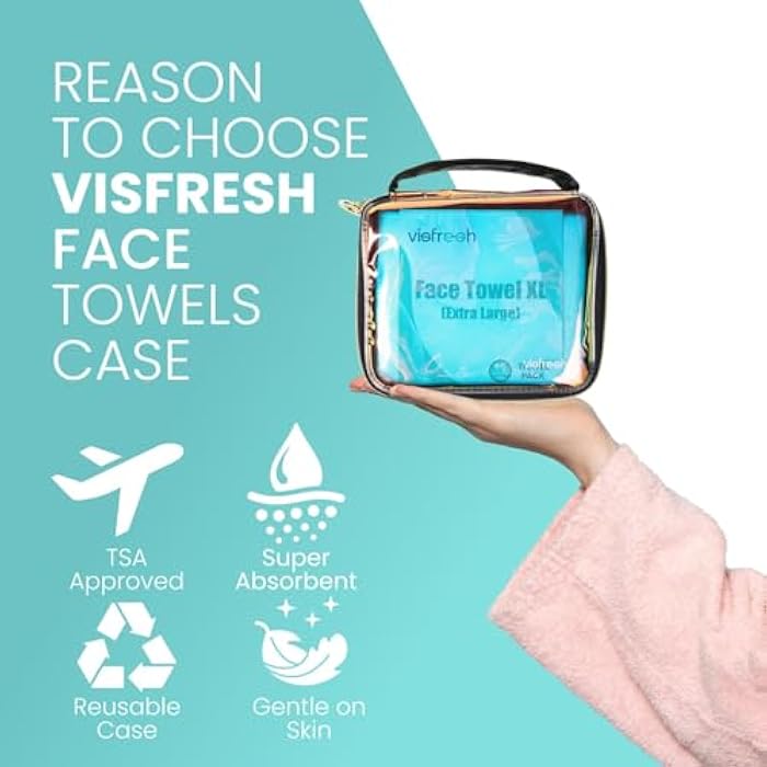 Visfresh Disposable Face Towel Travel Case with 15 Count XL Refillable Towels – Slim, Lightweight, Waterproof, Transparent Skincare Organizer for Women, Moms, Gym, Camping, and Travel – Visfresh - Image 4