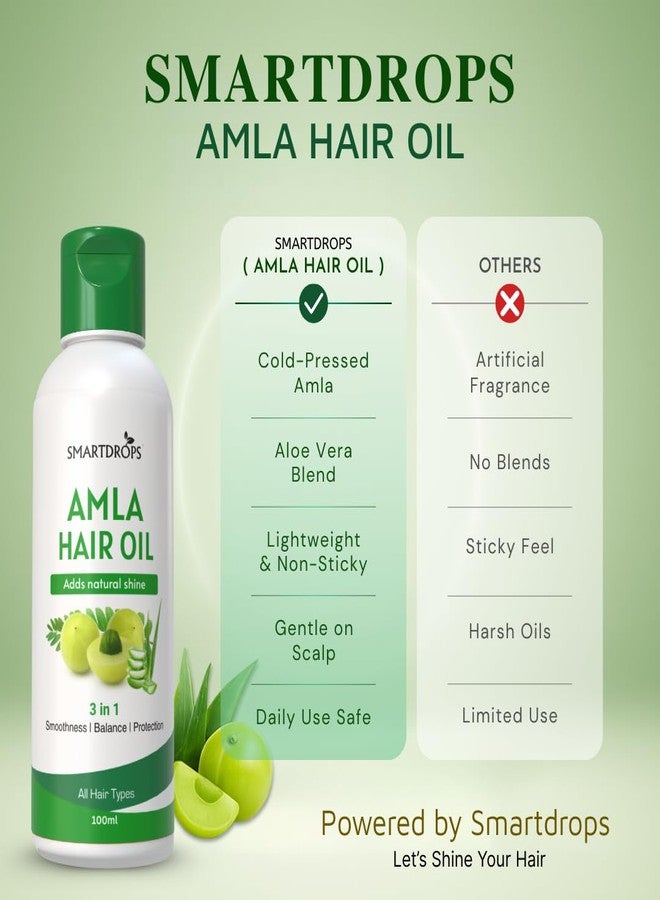 Smartdrops Amla Oil Lightweight Hair Care Formula for Daily Use, Scalp Massage and Styling Oil Suitable for Different Hair Types | 100ml (Pack 4) - Image 4