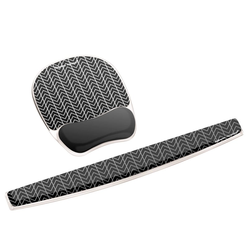 Fellowes Photo Gel Keyboard Wrist Rest with Microban Protection, Black Chevron (9550001) - Image 4