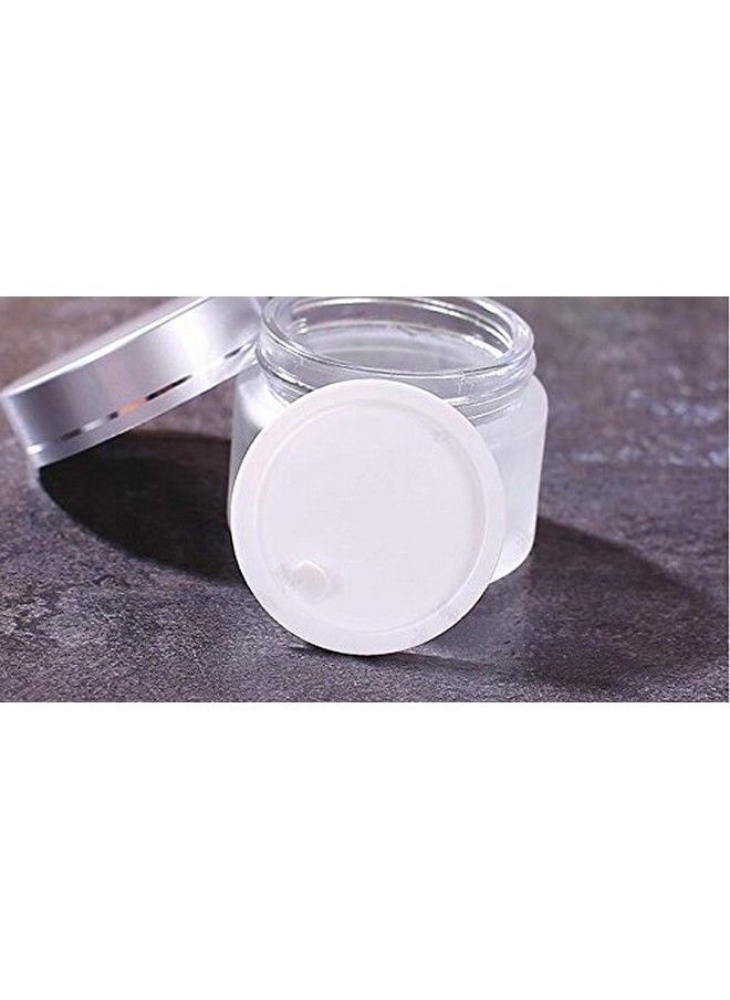 ericotry 3Pcs Refillable Frosted Clear Glass Cosmetic Jars Empty Face Cream Lip Balm Storage Container Pot Bottle With Silver Lids For Travel And Diy Home Use Size 30G  - Image 5