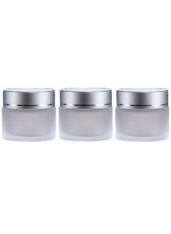 3Pcs Refillable Frosted Clear Glass Cosmetic Jars Empty Face Cream Lip Balm Storage Container Pot Bottle With Silver Lids For Travel And Diy Home Use Size 30G