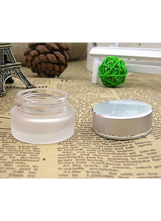 ericotry 3Pcs Refillable Frosted Clear Glass Cosmetic Jars Empty Face Cream Lip Balm Storage Container Pot Bottle With Silver Lids For Travel And Diy Home Use Size 30G  - Image 3