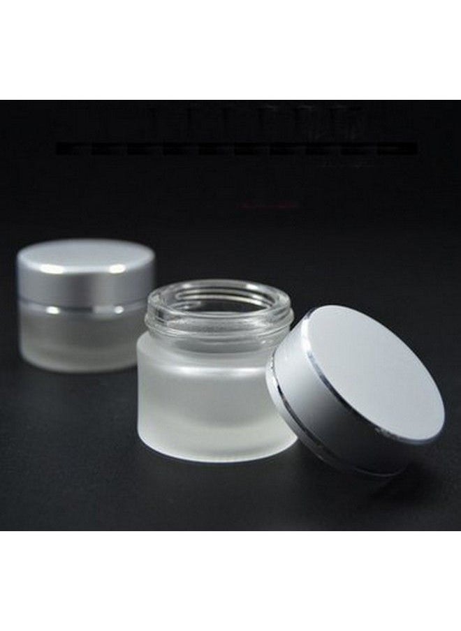 ericotry - 3Pcs Refillable Frosted Clear Glass Cosmetic Jars Empty Face Cream Lip Balm Storage Container Pot Bottle With Silver Lids For Travel And Diy Home Use Size 30G - Image 1