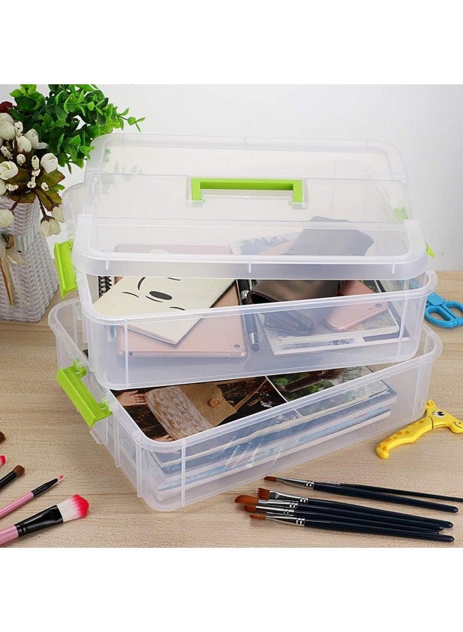 HOLLIO plastic boxes for Storage transparent boxes for storage, Portable & Stackable Space Saving Organiser with Lid for Medicine, Jewelry, Arts & Crafts, Buttons, Beads (3 TIER, Green) - Image 5