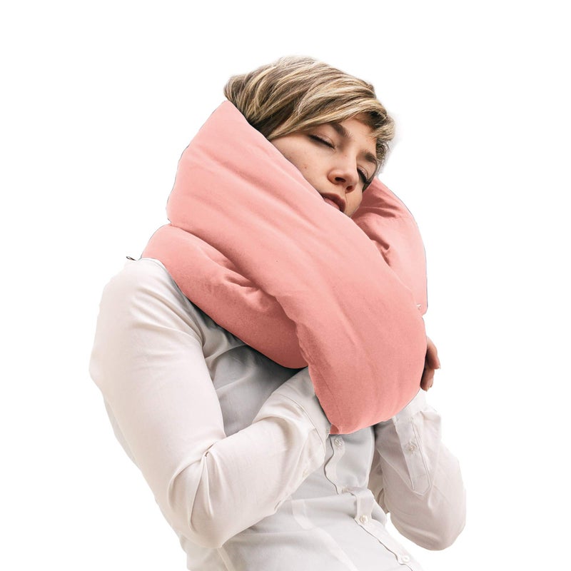 Huzi Huzi Infinity Pillow - Travel Neck Pillow - Versatile Soft 360 Support Scarf - Machine Washable - Home Travel Flight Road Trips (Pink)  - Image 2