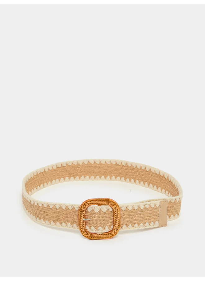 ستايلي Styli Two Tone Jute Straw Belt