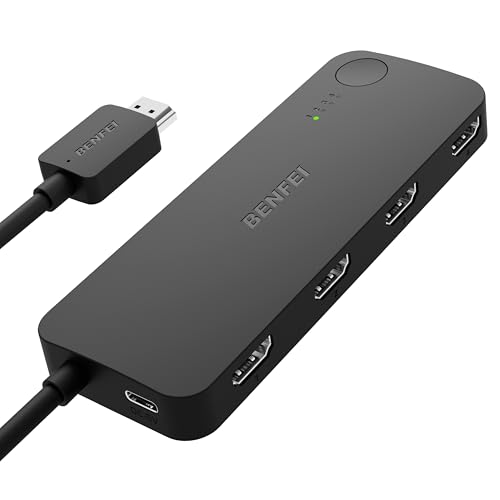 BENFEI HDMI Switch 4 in 1 Out 4K60Hz 2K144Hz HDCP 23 with Adaptive Equalization Support 10M HDMI Transmit Compatible for PS54 Xbox Roku FireStick Switch - Image 1