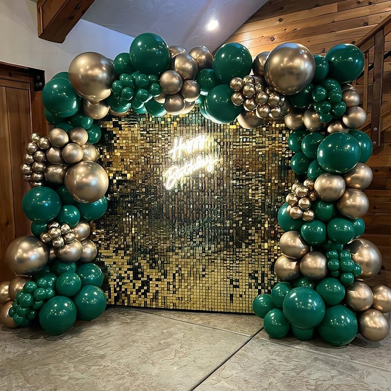 Eopelsm Green and Gold Balloon Arch Kit 144PCS Dark Emerald Green and Metallic Gold Latex Balloons Garland for Birthday Christmas Wedding Forest Theme Baby Shower Party Decorations - Image 2