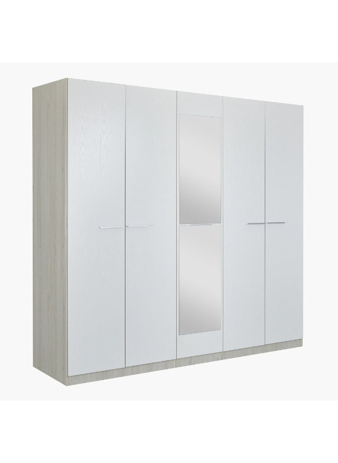 Home Box - Fiesta 5-Door Wardrobe With Mirror 216 X 226.6 X 59.6 Cm - Image 1