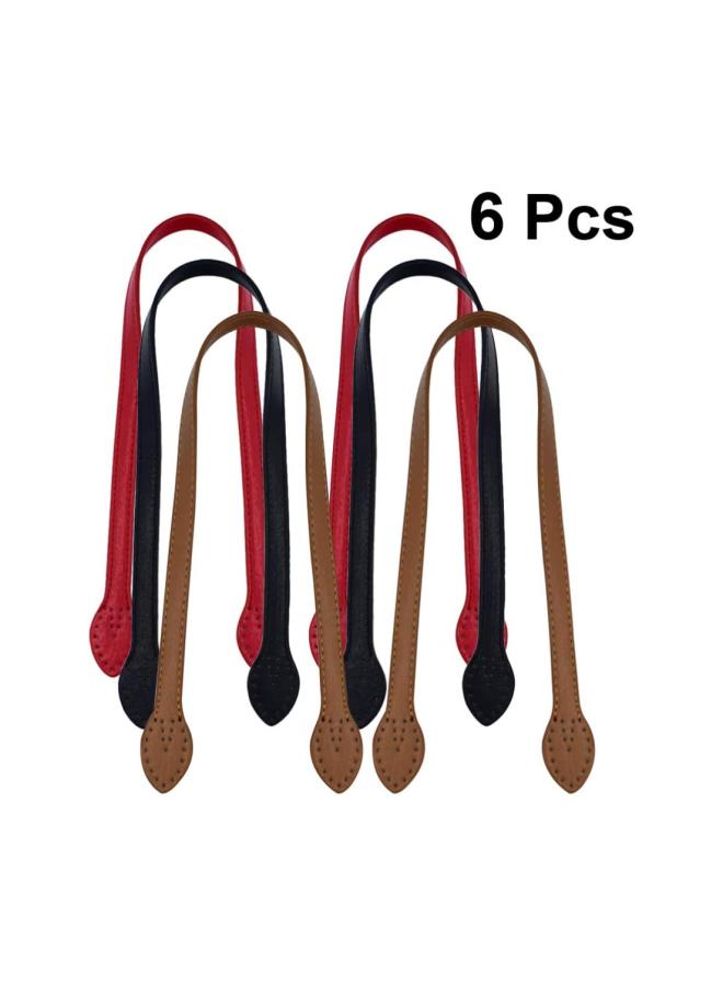 silvercnc 6pcs 24 Leather Purses Straps Leather Bag Handles Replacement Purse Straps Handbag Bag Wallet Straps (Red Black and Yellow Brown- Each Color 2pcs)  - Image 2