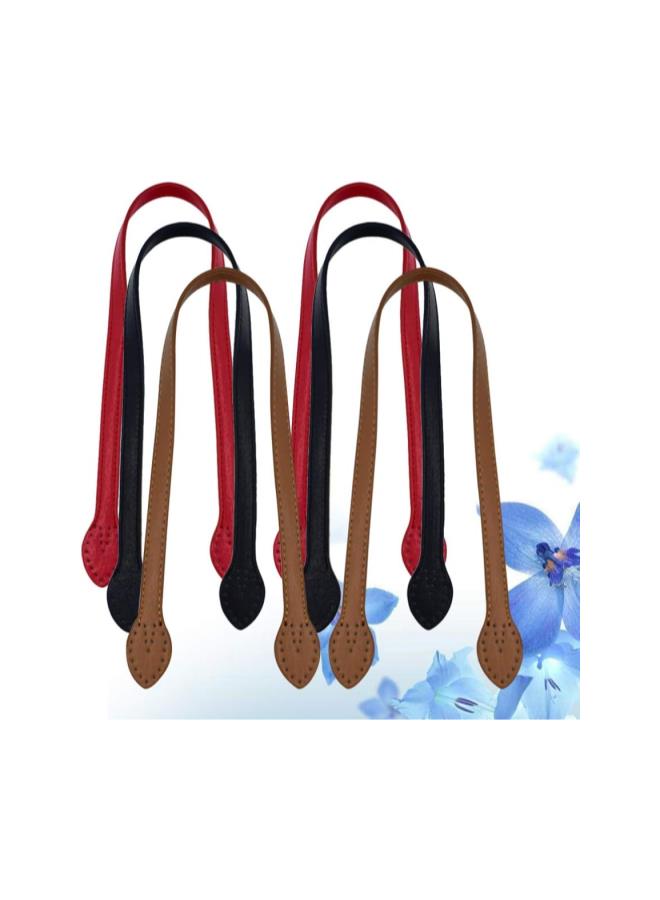 silvercnc 6pcs 24 Leather Purses Straps Leather Bag Handles Replacement Purse Straps Handbag Bag Wallet Straps (Red Black and Yellow Brown- Each Color 2pcs)  - Image 4
