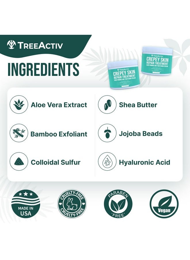 TreeActiv TreeActiv Crepey Skin Repair Treatment, 2-Pack, Firming Cream For Face and Neck, Skin Firming and Tightening Lotion with Hyaluronic Acid, Crepey Skin Treatment to Moisturize Dry Crepe Skin, 1000+ Uses  - Image 5