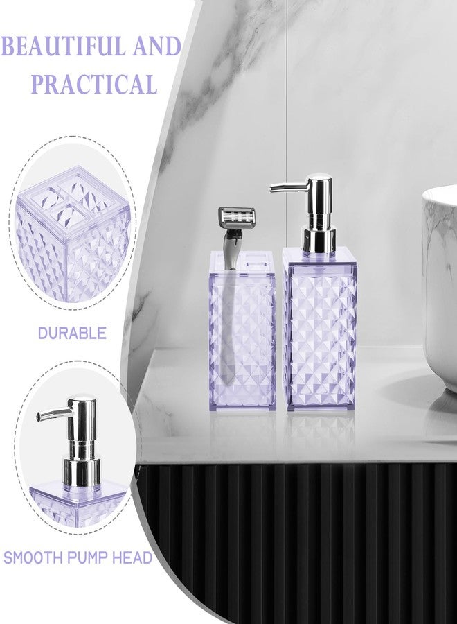 RRM Bathroom Accessories Set 2 PCS, Purple Bathroom Accessories Include Soap Dispenser and Toothbrush Holder, Diamond Pattern Bathroom Set for Boho Bathroom Decor - Image 4