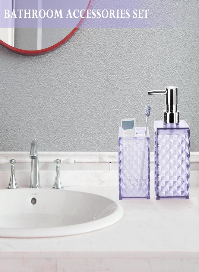 RRM Bathroom Accessories Set 2 PCS, Purple Bathroom Accessories Include Soap Dispenser and Toothbrush Holder, Diamond Pattern Bathroom Set for Boho Bathroom Decor - Image 5