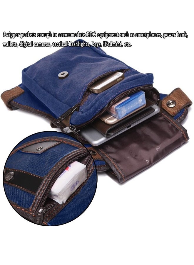 Generic Canvas Multi-Purpose Waist Pack Tactical Military Drop Leg Bag Tactical Drop Leg Bag for Men Women Multifunctional Thigh Pack for Motorcycle Bike Hiking Traveling Fishing Dark Blue  - Image 4