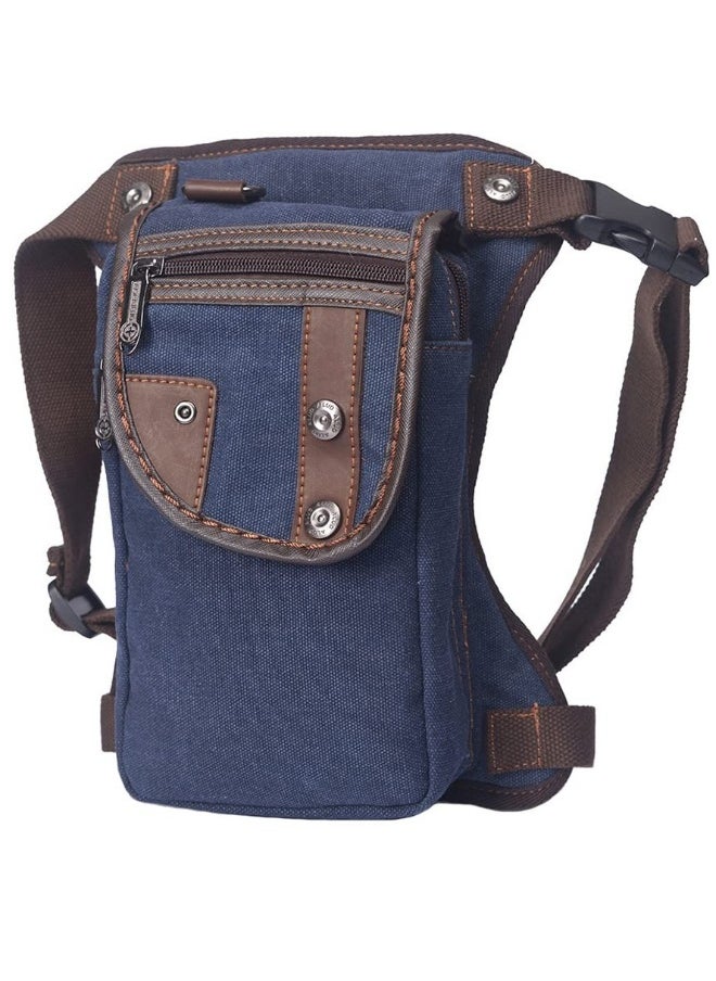 Generic Canvas Multi-Purpose Waist Pack Tactical Military Drop Leg Bag Tactical Drop Leg Bag for Men Women Multifunctional Thigh Pack for Motorcycle Bike Hiking Traveling Fishing Dark Blue  - Image 1