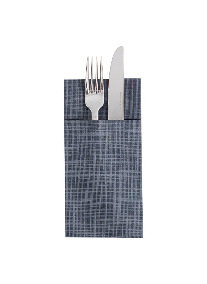 Restaurantware Luxenap 15.8 Inch Dinner Napkins, 800 Linen Feel Disposable Napkins - With White Threads, Air Laid, Black Paper Pocket Napkin Sleeves, Pre-Folded, Built-In Pocket For Silverware  - Image 2