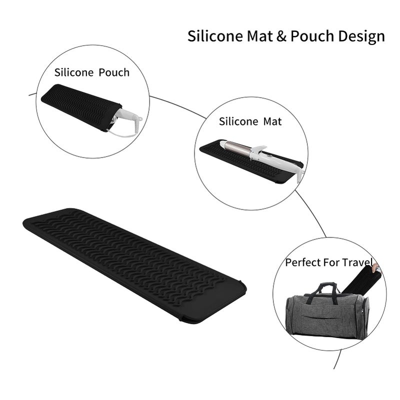EIOKIT 2 Pack Silicone Heat Resistant Travel Pouch for Straighteners, Crimpers, Curling Wands, Flat Irons and Hot Hair Styling Tools - Image 5