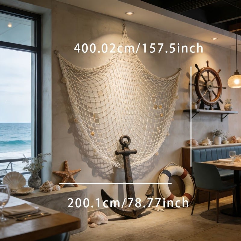 75x75 بوصة شبكة صيد يدوية للزينة الجدارية لديكور حفل المحيط والشاطئ ذي الطابع البحري - Image 5