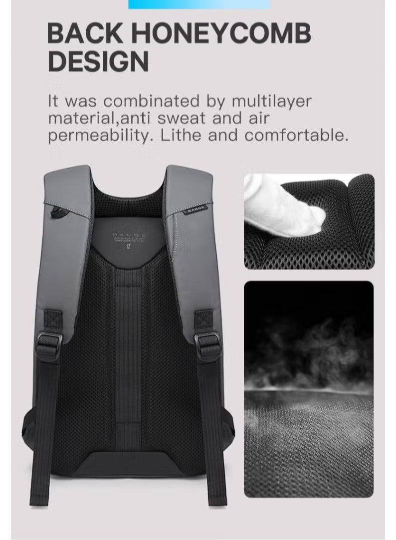 بانجي حقيبة ظهر للسفر مقاومة للماء، حقيبة ظهر محمولة معتمدة من شركات الطيران للسفر الدولي، حقيبة ظهر متينة مضادة للسرقة ومقاومة للماء مع منفذ شحن USB خارجي، حقيبة ظهر للسفر في عطلة نهاية الأسبوع للجنسين... - Image 3