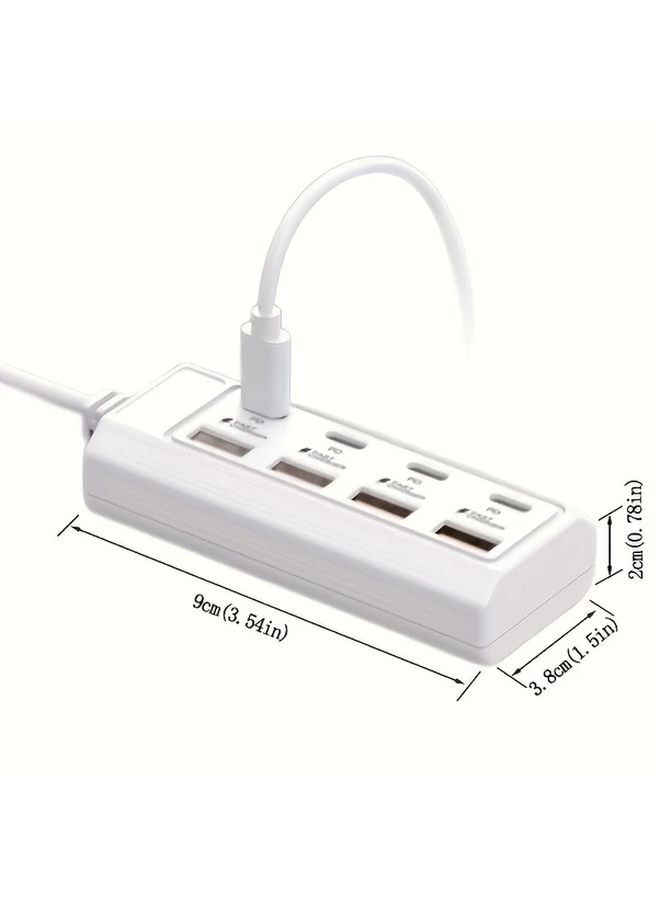 أبيض 25 واط 8 منافذ شاحن سريع 4 منافذ USB A 4 منافذ Type C PD محور متعدد الواجهات قطعتين - Image 2