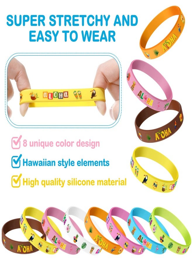 Capoda 32 Pcs Hawaiian Party Bracelets Silicone Hawaiian Tropical Wristbands Tropical Luau Bracelets Flamingo Wristbands Hawaii Luau Party Favors for Summer Beach Supplies over 14 Years - Image 3