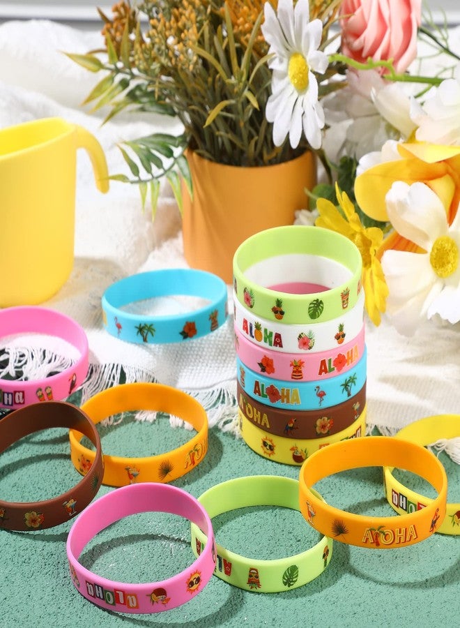 Capoda 32 Pcs Hawaiian Party Bracelets Silicone Hawaiian Tropical Wristbands Tropical Luau Bracelets Flamingo Wristbands Hawaii Luau Party Favors for Summer Beach Supplies over 14 Years - Image 5