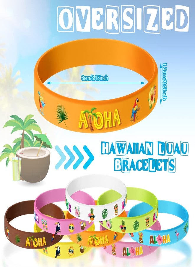 Capoda 32 Pcs Hawaiian Party Bracelets Silicone Hawaiian Tropical Wristbands Tropical Luau Bracelets Flamingo Wristbands Hawaii Luau Party Favors for Summer Beach Supplies over 14 Years - Image 2