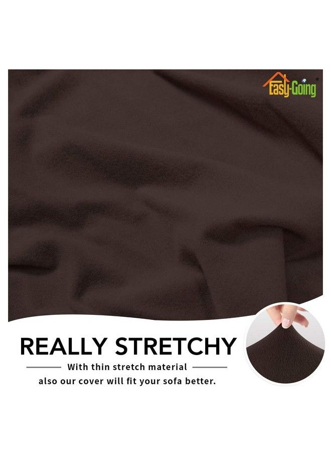 Easy-Going - Fleece Stretch Sofa Slipcover Spandex Nonslip Soft Couch Sofa Cover Washable Furniture Protector With Antiskid Foam And Elastic Bottom For Kids Pets(Sofa Chocolate) - Image 1