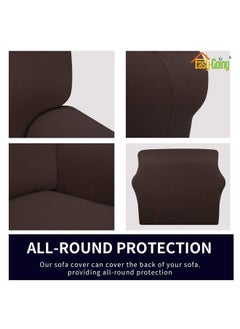 Easy-Going Fleece Stretch Sofa Slipcover Spandex Nonslip Soft Couch Sofa Cover Washable Furniture Protector With Antiskid Foam And Elastic Bottom For Kids Pets(Sofa Chocolate)  - Image 5