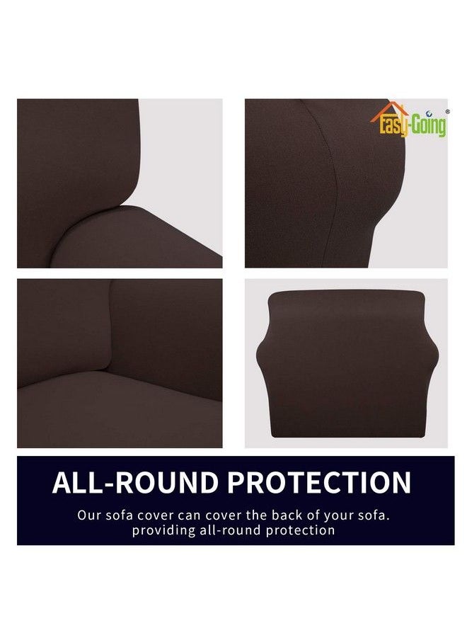 Easy-Going - Fleece Stretch Sofa Slipcover Spandex Nonslip Soft Couch Sofa Cover Washable Furniture Protector With Antiskid Foam And Elastic Bottom For Kids Pets(Sofa Chocolate) - Image 1