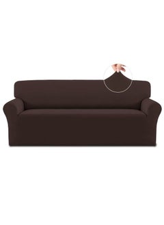 Easy-Going Fleece Stretch Sofa Slipcover Spandex Nonslip Soft Couch Sofa Cover Washable Furniture Protector With Antiskid Foam And Elastic Bottom For Kids Pets(Sofa Chocolate)  - Image 1